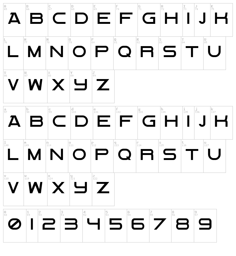 Flight Maybe font map